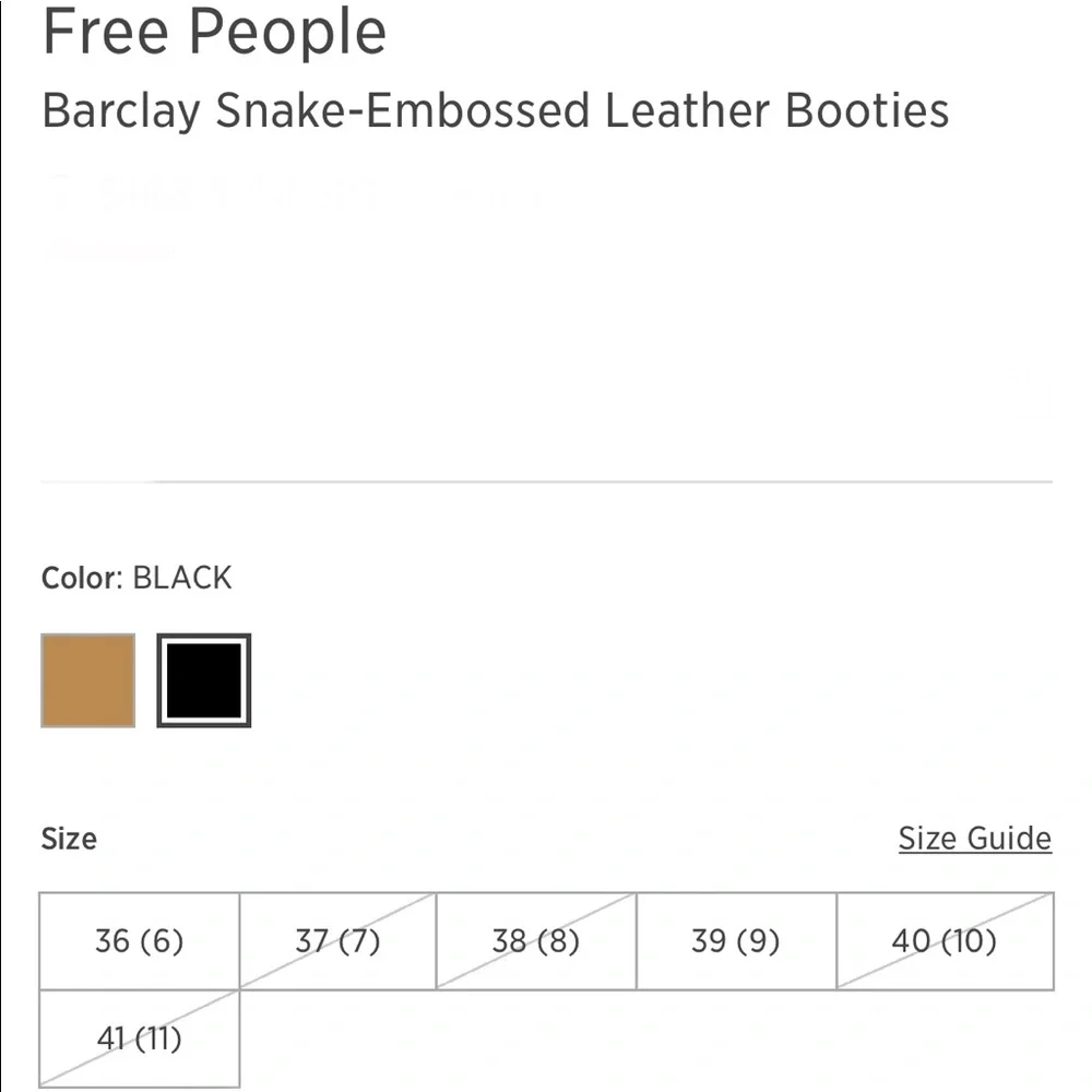 FREE PEOPLE Barclay Leather Snake-Embossed Western Boots 41 (11)